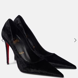 Christian Louboutin Black Velvet pointed toe pumps size 39.5